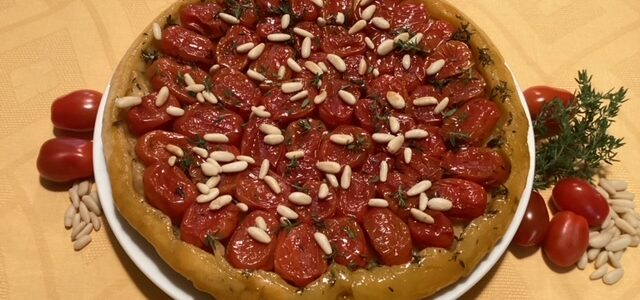 SAVORY TARTE TATIN WITH CHERRY TOMATOES BY SONIA CALONACI